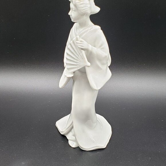 Fitz & Floyd 1967 Blanc De Chine Porcelain Japanese Geisha Girl with Fan AS IS - Picture 7 of 13